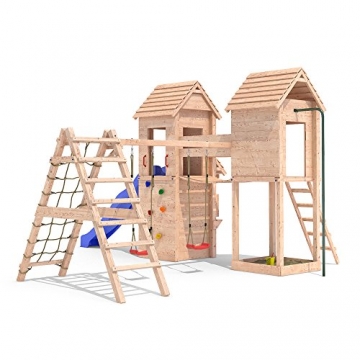 MIRADORI Spielturm Spielhaus Rutsche Schaukel Kletterturm 1,50m Podest (erweiterter Schaukelanbau) -