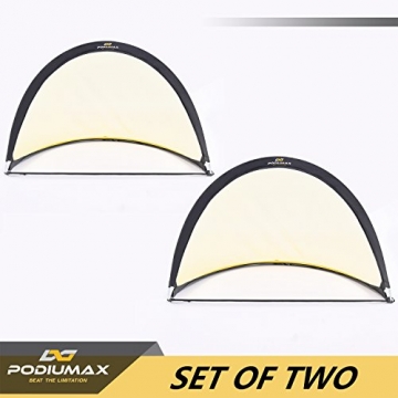 Podiumax 2er Set Fußballtor selbstentfaltend klappbar mit Torwand für Training und Kinder, Pop Up Tor mit Tragetasche, Maße: 4ft (121*81*81cm) - 1