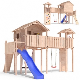 PONTICULUS Spielturm Stelzenhaus Baumhaus Rutsche Schaukel 2 Meter Podesthöhe -