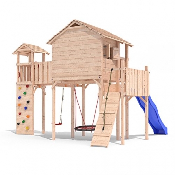 PONTICULUS Spielturm Stelzenhaus Baumhaus Rutsche Schaukel 2 Meter Podesthöhe - 