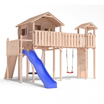 PONTICULUS Spielturm Stelzenhaus Baumhaus Rutsche Schaukel 2 Meter Podesthöhe - 