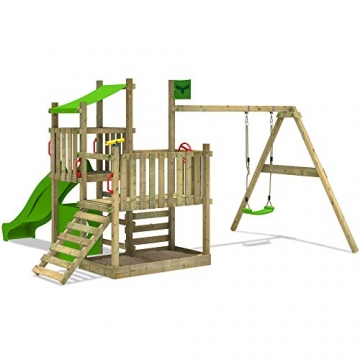 PowerPalm Triple Spielturm Kletterturm Schaukel Baumhaus Holz - 