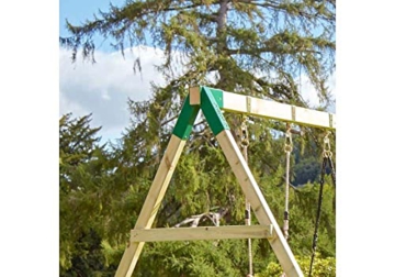 REBO Abenteuer Klettergerüst mit Babyschaukel und Rutsche aus Holz Spielturm Satteldach - 5