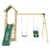 REBO Abenteuer Klettergerüst mit Holz- und Babyschaukel inkl. Rutsche aus Holz Spielturm Satteldach - 2