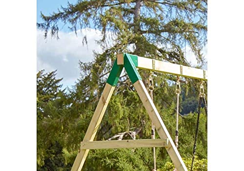 REBO Abenteuer Klettergerüst mit Holz- und Babyschaukel inkl. Rutsche aus Holz Spielturm Satteldach - 5