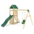 REBO Abenteuer Klettergerüst mit Holz- und Babyschaukel inkl. Rutsche aus Holz Spielturm Satteldach - 1
