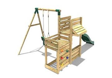 REBO Babyschaukel mit Deluxe Zusatzdeck und 220 cm Rutsche aus Holz Schaukel Spielturm - 5