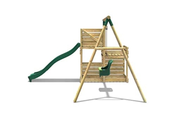 REBO Babyschaukel mit Deluxe Zusatzdeck und 220 cm Rutsche aus Holz Schaukel Spielturm - 6