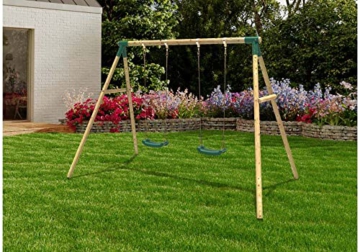 REBO Gartenschaukel aus Holz Schaukel Schaukelsgestell Grün | Kinder Schaukel Outdoor | Einstellbare Schaukelhöhe | Stabile Konstruktion, weiches Gefühl in den Seilen | Lange Lebensdauer - 9