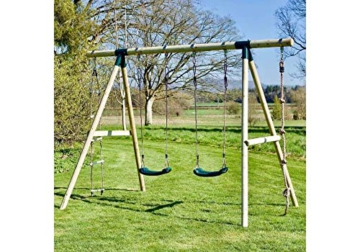 REBO Gartenschaukel mit Kletterleiter aus Holz Schaukel Schaukelgestell | Outdoor Spielzeug Kinderschaukel Kletterseil | Stabile Konstruktion | Lange Lebensdauer - 5