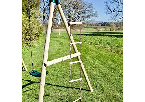 REBO Gartenschaukel mit Kletterleiter aus Holz Schaukel Schaukelgestell | Outdoor Spielzeug Kinderschaukel Kletterseil | Stabile Konstruktion | Lange Lebensdauer - 6