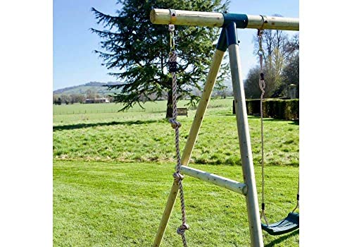REBO Gartenschaukel mit Kletterleiter aus Holz Schaukel Schaukelgestell | Outdoor Spielzeug Kinderschaukel Kletterseil | Stabile Konstruktion | Lange Lebensdauer - 7