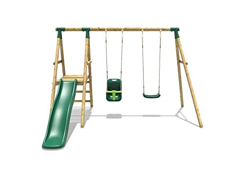 REBO Gartenschaukel-Set aus Holz mit Rutsche Schaukel Spielturm | Kinder Schaukel Outdoor | Babyschaukel und Kinderschaukel | Stabile Konstruktion | Lange Lebensdauer - 2