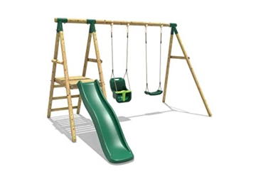REBO Gartenschaukel-Set aus Holz mit Rutsche Schaukel Spielturm | Kinder Schaukel Outdoor | Babyschaukel und Kinderschaukel | Stabile Konstruktion | Lange Lebensdauer - 3