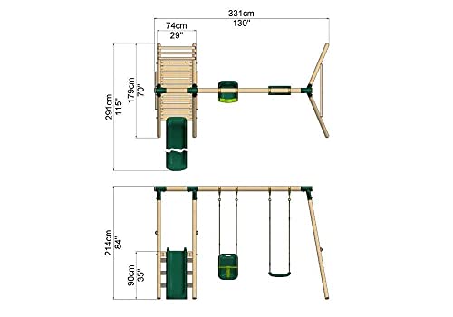 REBO Gartenschaukel-Set aus Holz mit Rutsche Schaukel Spielturm | Kinder Schaukel Outdoor | Babyschaukel und Kinderschaukel | Stabile Konstruktion | Lange Lebensdauer - 9