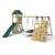 REBO Holzklettergerüst mit 2 Schaukeln, Rutschen und Kletterwand aus Holz Spielturm Satteldach - 1