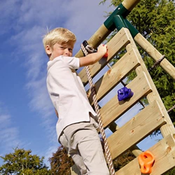 REBO Outdoor Doppelschaukel aus Holz, Kinderschaukel für den Garten inkl. Kletterwand und Kletternetz, Kinderspielplatz 183 x 331 x 213 cm - 9