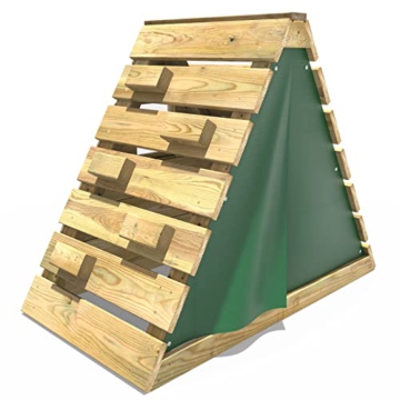 Rebo Outdoor Klettergerüst Pyramide mit Kletterwand aus Holz, Kinder Klettergerüst für den Garten inkl. Höhlenplane und Fenster, Kinderspielplatz 63 x 112 x 89 cm - 2