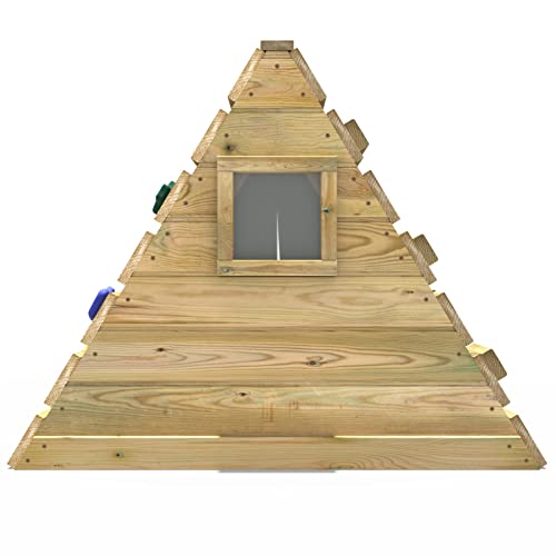 Rebo Outdoor Klettergerüst Pyramide mit Kletterwand aus Holz, Kinder Klettergerüst für den Garten inkl. Höhlenplane und Fenster, Kinderspielplatz 63 x 112 x 89 cm - 3