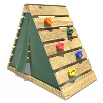 Rebo Outdoor Klettergerüst Pyramide mit Kletterwand aus Holz, Kinder Klettergerüst für den Garten inkl. Höhlenplane und Fenster, Kinderspielplatz 63 x 112 x 89 cm - 1