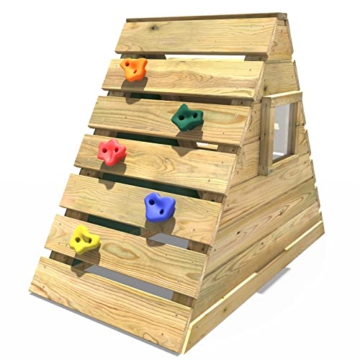 Rebo Outdoor Klettergerüst Pyramide mit Kletterwand aus Holz, Kinder Klettergerüst für den Garten inkl. Höhlenplane und Fenster, Kinderspielplatz 63 x 112 x 89 cm - 6