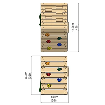 Rebo Outdoor Klettergerüst Pyramide mit Kletterwand aus Holz, Kinder Klettergerüst für den Garten inkl. Höhlenplane und Fenster, Kinderspielplatz 63 x 112 x 89 cm - 7
