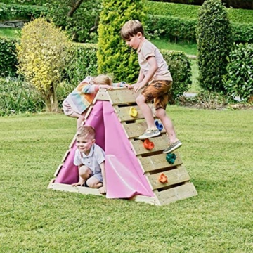 Rebo Outdoor Klettergerüst Pyramide mit Kletterwand aus Holz, Kinder Klettergerüst für den Garten inkl. Höhlenplane und Fenster, Kinderspielplatz 63 x 112 x 89 cm - 8