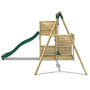 REBO Schaukel mit Deluxe Zusatzdeck und 220 cm Rutsche aus Holz Schaukel Spielturm - 3