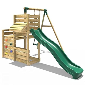 REBO Schaukel mit Deluxe Zusatzdeck und 220 cm Rutsche aus Holz Schaukel Spielturm - 5