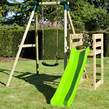 REBO Schaukel und Rutsche Holz | Schaukelgestell für den Garten mit Rutsche | Verstellbare Schaukel | Schaukel Outdoor Kinder | Outdoor Spielzeug | Stabile Konstruktion | Lange Lebensdauer - 4