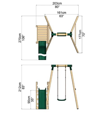 REBO Schaukel und Rutsche Holz | Schaukelgestell für den Garten mit Rutsche | Verstellbare Schaukel | Schaukel Outdoor Kinder | Outdoor Spielzeug | Stabile Konstruktion | Lange Lebensdauer - 7