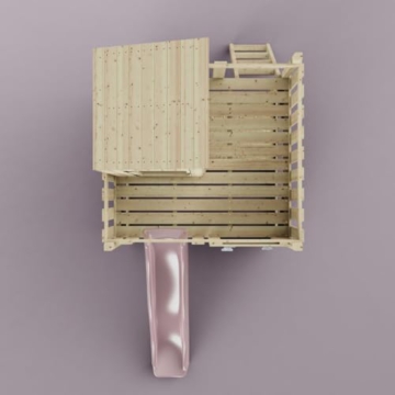 Rebo Spielturm aus Holz mit Wellenrutsche | Outdoor Klettergerüst mit Plattform, Spielhaus, Kletterwand, Sandkasten und Kleterseil - 5
