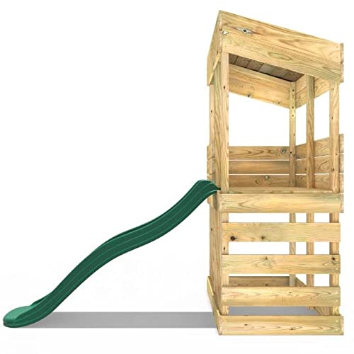 REBO Spielturm mit 175 cm Rutsche aus Holz Klettergerüst Baumhaus Pultdach - 3