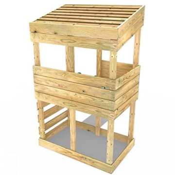 REBO Spielturm mit 175 cm Rutsche aus Holz Klettergerüst Baumhaus Pultdach - 5