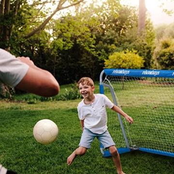 Relaxdays Fußballtor Garten, 2er Set, Kinder & Erwachsene, HBT 110 x 150 x 75 cm, Metall, stabile Tore für Fußball, blau, 50% Eisen - 3