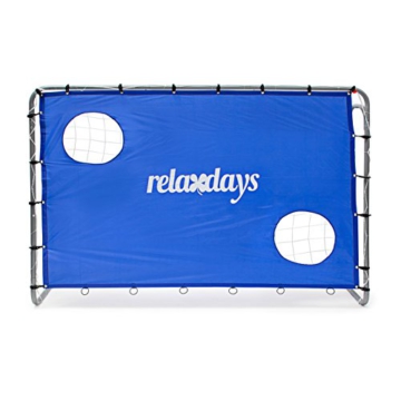 Relaxdays Fußballtor mit Torwand, HxBxT: 152 x 212 x 76 cm, robustes Tornetz, 2 Schusslöcher, Fußballtraining, blau - 3