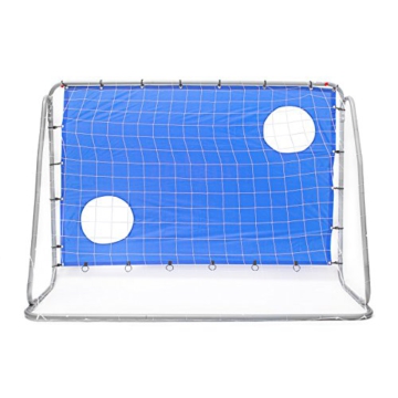 Relaxdays Fußballtor mit Torwand, HxBxT: 152 x 212 x 76 cm, robustes Tornetz, 2 Schusslöcher, Fußballtraining, blau - 4