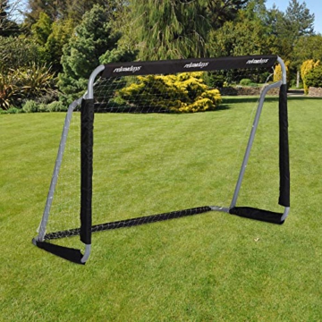 Relaxdays Fußballtor, Profi Soccertor für Kinder & Erwachsene, mit Tornetz, für Garten, HBT 110x150x75cm, grau/schwarz - 1