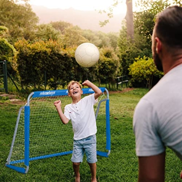 Relaxdays Jungen Fußballtor Relaxdays Fu balltor für Garten Tor Kinder Erwachsene Metall mit Tornetz HBT 110 x 15, grau/blau, 1 St ck EU - 3