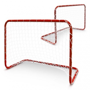 Relaxdays Kinder Fußballtor für 2er Set Rot mit Stecksystem, Rot, 10018634 -