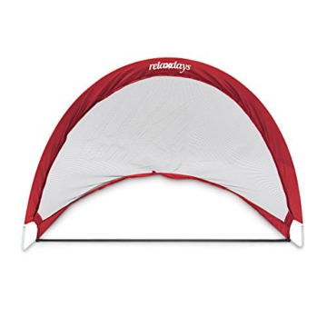 Relaxdays Pop-Up Tor 2er Set, Fußballtore, Tragetasche, 6 Heringe, selbstentfaltend, HxBxT: 87 x 120 x 90 cm, rot - 3