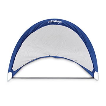 Relaxdays Pop-Up Tor 2er Set, Fußballtore, Tragetasche, 6 Heringe, selbstentfaltend, HxBxT: 87 x 120 x 90 cm, blau - 3