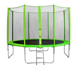 SixBros. SixJump Gartentrampolin 3,70m - Kindertrampolin für den Garten, Outdoor-Trampolin, Komplett-Set inkl. Leiter, Sicherheitsnetz & Abdeckung, grün, TG370/1719 - 1