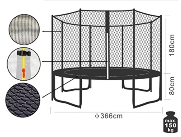 SixBros. SixJump Gartentrampolin 3,70m - Kindertrampolin für den Garten, Outdoor-Trampolin, Komplett-Set inkl. Leiter, Sicherheitsnetz & Abdeckung, grün, TG370/1719 - 8