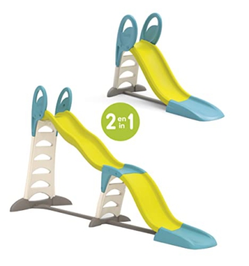 Smoby 2 in 1 Rutsche – Gleitet von 1,70 und 3,60 m – Spiel im Freien für Kinder – ab 2 Jahren – 820200 2-in-1 Wellenrutsche Super Megagliss, grün - 2