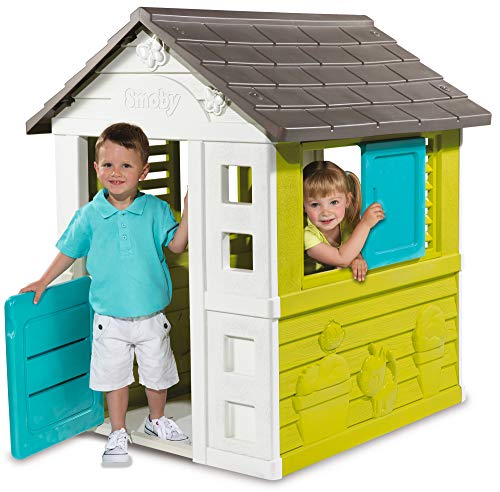 Smoby 810710 – Pretty Haus - Spielhaus für Kinder für drinnen und draußen, erweiterbar durch Zubehör, Gartenhaus für Jungen und Mädchen ab 2 Jahren - 2