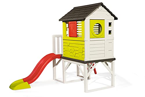 Smoby 810800 – Stelzenhaus - Spielhaus mit Rutsche, XL Spiel-Villa auf Stelzen, mit Fenstern, Tür, Veranda, Leiter, für Jungen und Mädchen ab 2 Jahren - 2