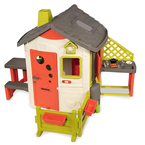 Smoby – Neo Jura Lodge - Spielhaus für Kinder für drinnen und draußen, mit Fenstern, Türen, Vogelhaus, erweiterbar durch Zubehör, für Jungen und Mädchen ab 2 Jahren - 11