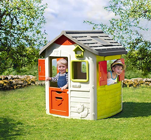 Smoby – Neo Jura Lodge - Spielhaus für Kinder für drinnen und draußen, mit Fenstern, Türen, Vogelhaus, erweiterbar durch Zubehör, für Jungen und Mädchen ab 2 Jahren - 4