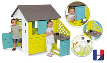 Smoby – Pretty Haus - Spielhaus für Kinder für drinnen und draußen, mit Küche und Küchenspielzeug (17 teilig), Gartenhaus für Jungen und Mädchen ab 2 Jahren - 2